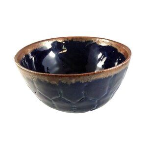 Handcrafted Blue & Brown Artist Signed Ceramic Bowl-Small Chip on Rim